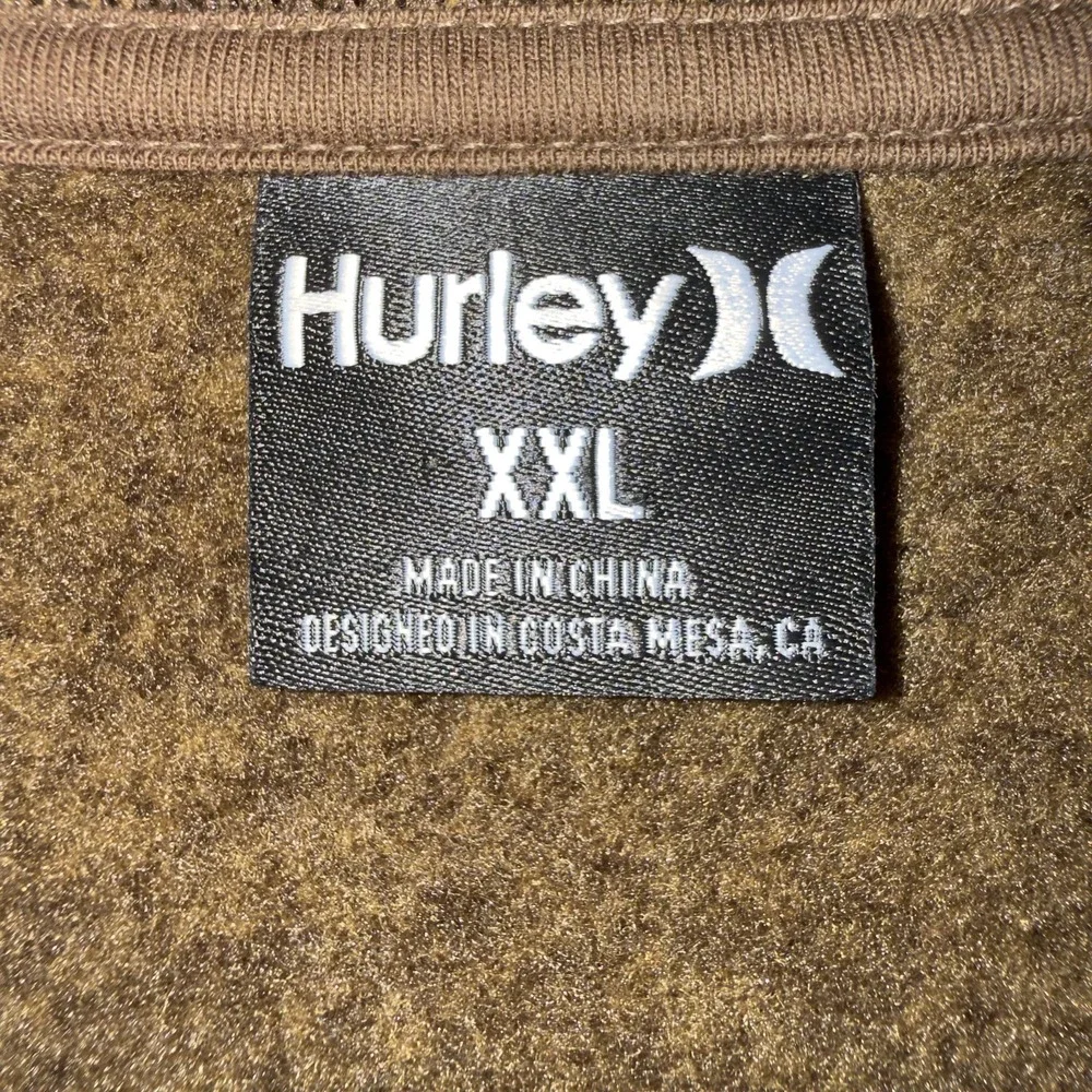 Hurley Sweater Mens 2XL Green Mock Neck 1/4 Zip Knit Pullover Fleece Lined